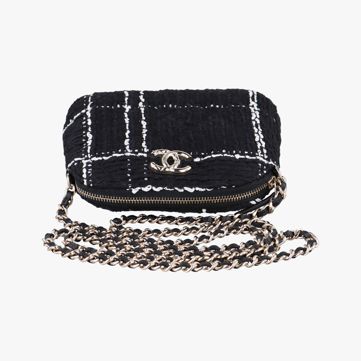 Pre-owned Chanel Cocomark Mini Black Tweed  shoulderbag | stylenewstar