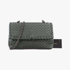 Pre-owned Bottega Veneta Intrecciato Olimpia Grey lambskin  shoulderbag | stylenewstar