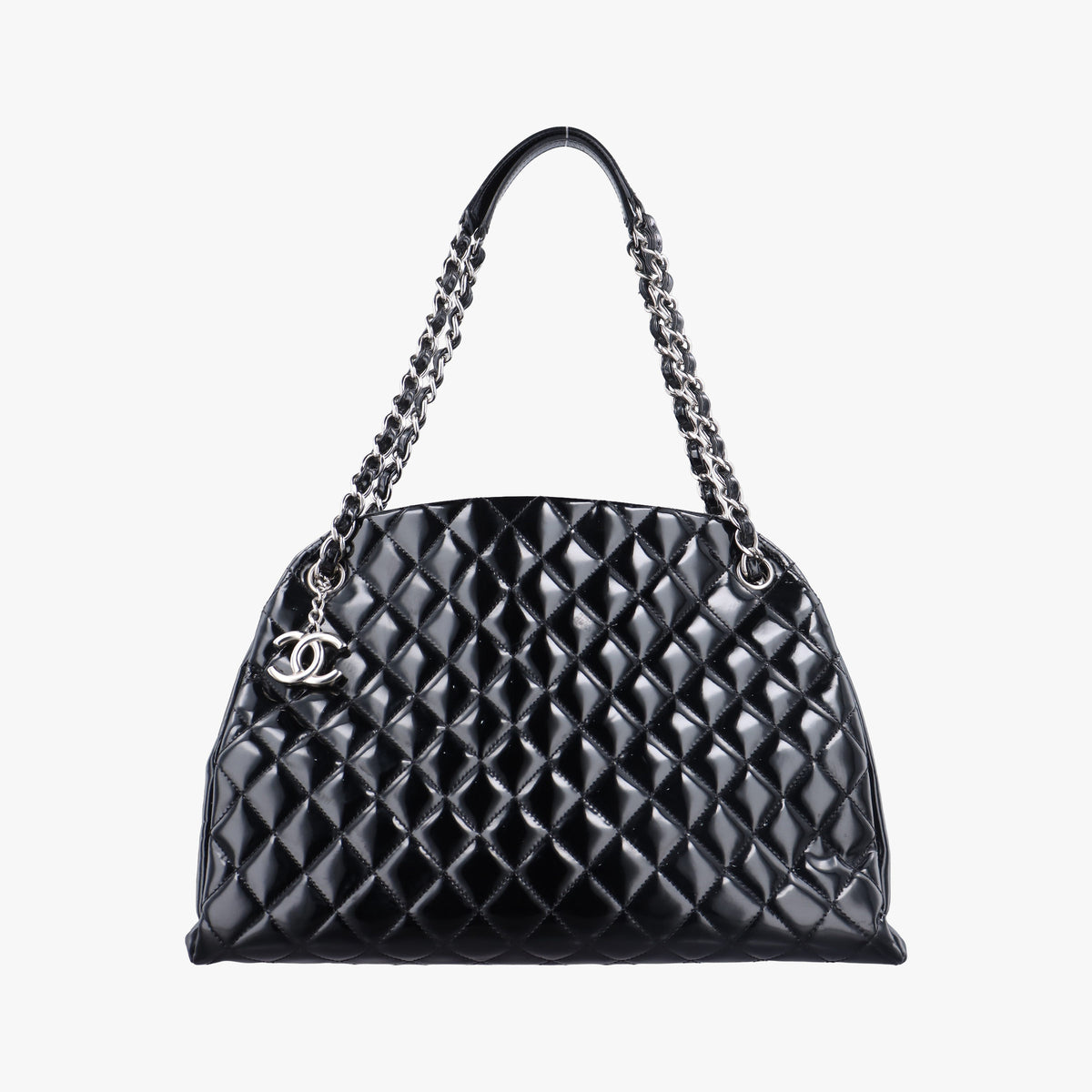 Pre-owned Chanel Mademoiselle Bowling Black Patent leather A50558 shoulderbag | stylenewstar