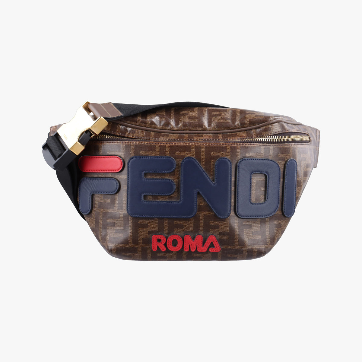 Vintage Fendi Fila Collaboration Zucca Pattern Logomania Brown PVC coated canvas 8BM006 bum bag/waist bag | stylenewstar