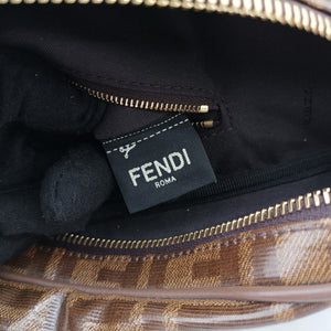 Vintage Fendi Fila Collaboration Zucca Pattern Logomania Brown PVC coated canvas 8BM006 bum bag/waist bag | stylenewstar
