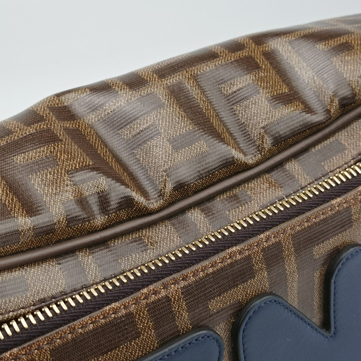 Vintage Fendi Fila Collaboration Zucca Pattern Logomania Brown PVC coated canvas 8BM006 bum bag/waist bag | stylenewstar