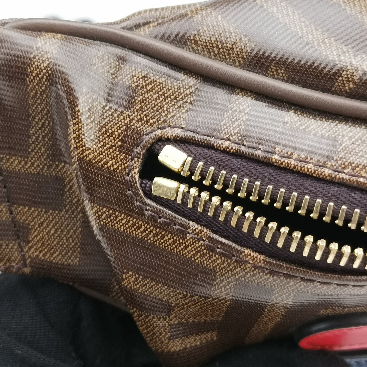 Vintage Fendi Fila Collaboration Zucca Pattern Logomania Brown PVC coated canvas 8BM006 bum bag/waist bag | stylenewstar