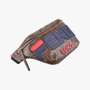 Vintage Fendi Fila Collaboration Zucca Pattern Logomania Brown PVC coated canvas 8BM006 bum bag/waist bag | stylenewstar