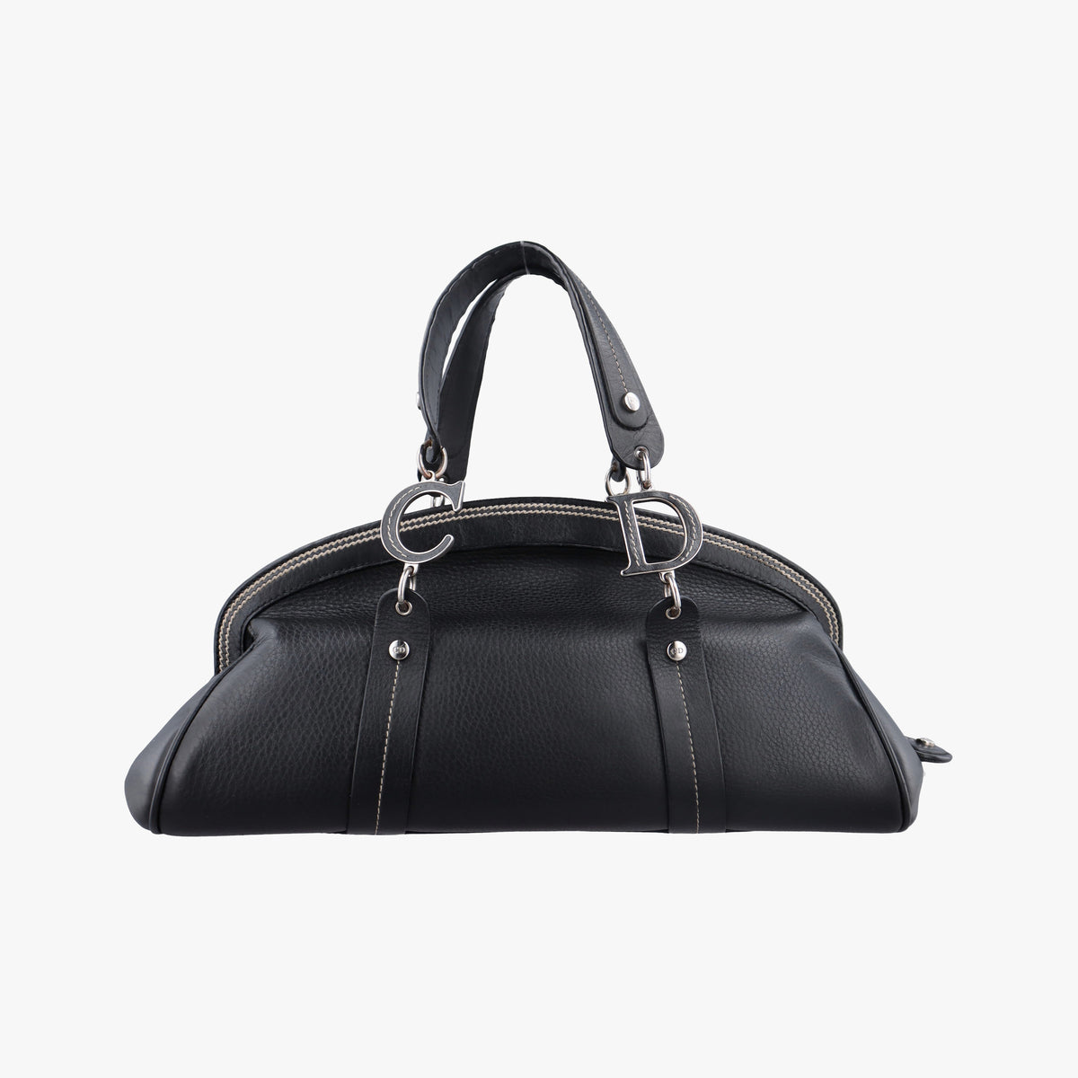 Vintage Christian Dior Detective Frame Black Leather  handbag | stylenewstar