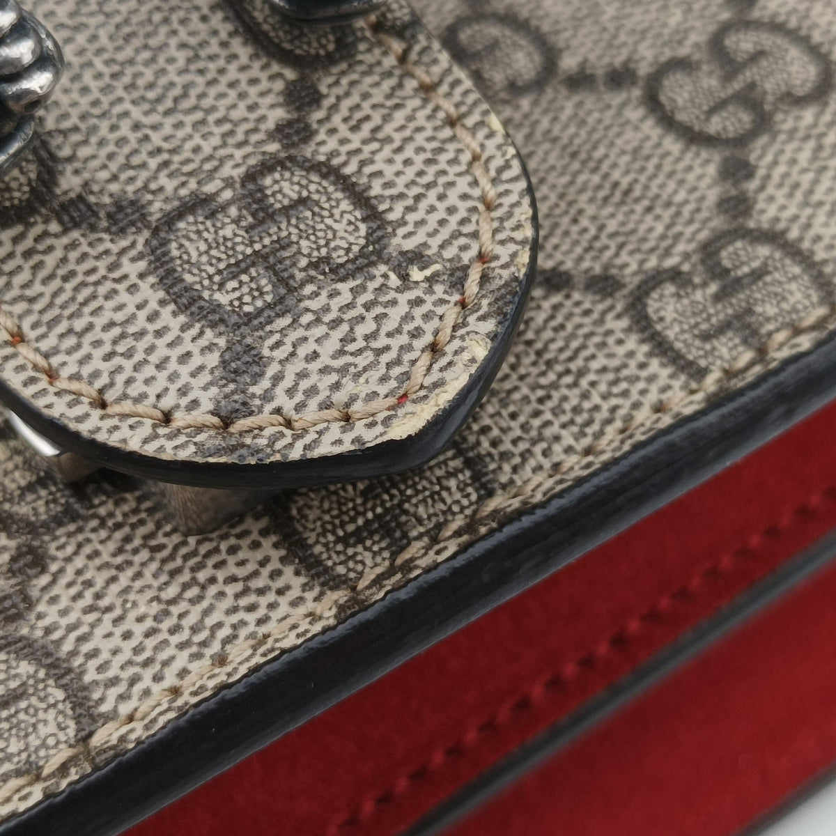Secondhand Gucci Dionysus beige×red PVC coated canvas × suede 400249 shoulderbag | stylenewstar