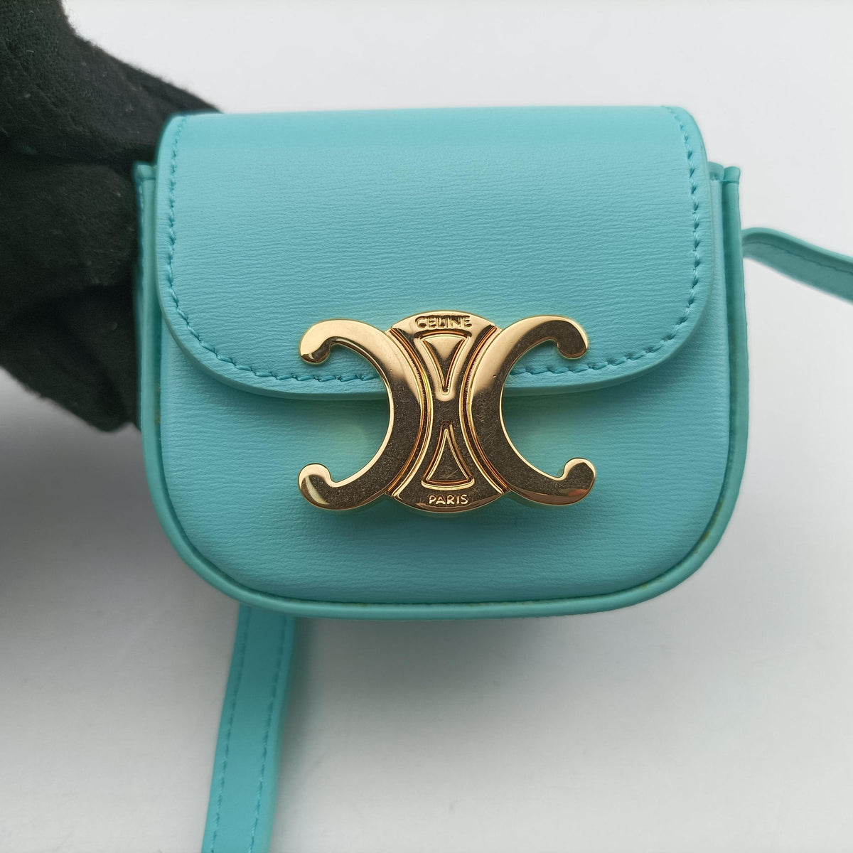 Pre-owned Celine Triomphe Blue Leather  shoulderbag | stylenewstar