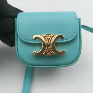 Pre-owned Celine Triomphe Blue Leather  shoulderbag | stylenewstar