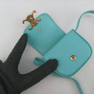 Pre-owned Celine Triomphe Blue Leather  shoulderbag | stylenewstar