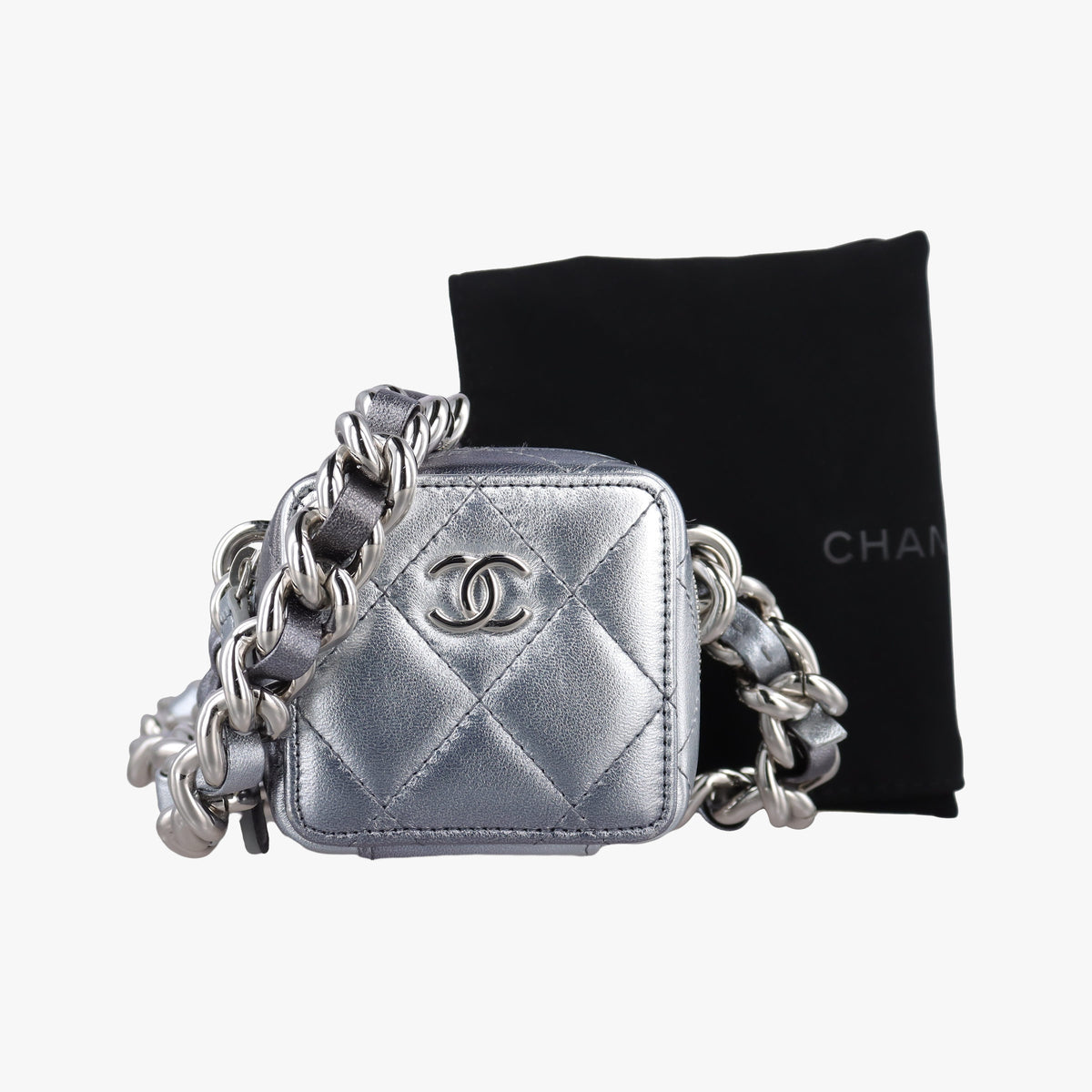Vintage Chanel Coco Punk Cube Silver lambskin AP2529 crossbodybag | stylenewstar