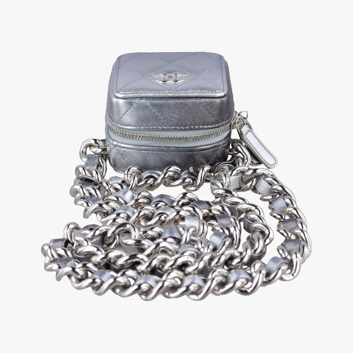 Vintage Chanel Coco Punk Cube Silver lambskin AP2529 crossbodybag | stylenewstar