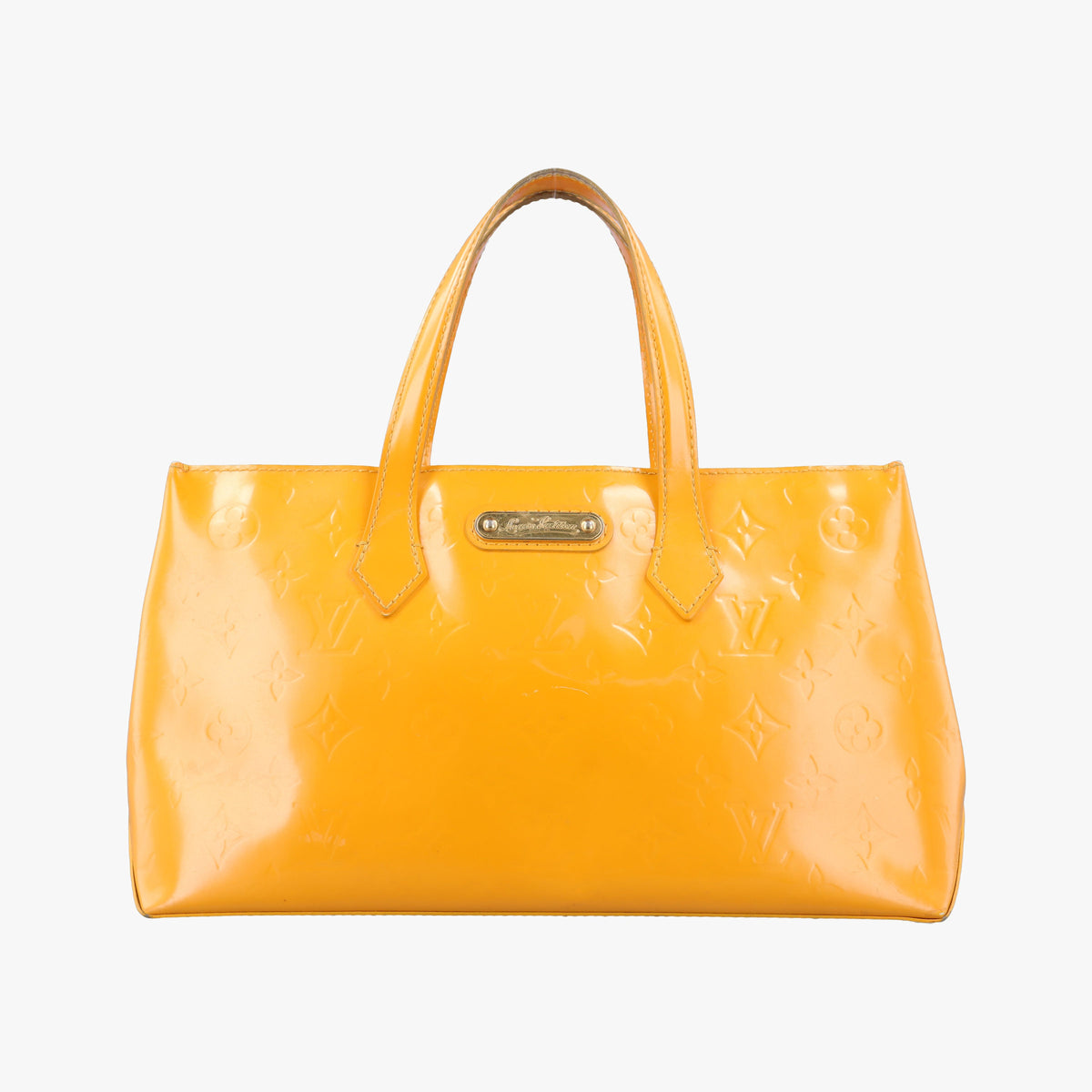 Pre-owned Louis Vuitton Wilshire PM Jaune Passion Vernis M91725 handbag | stylenewstar