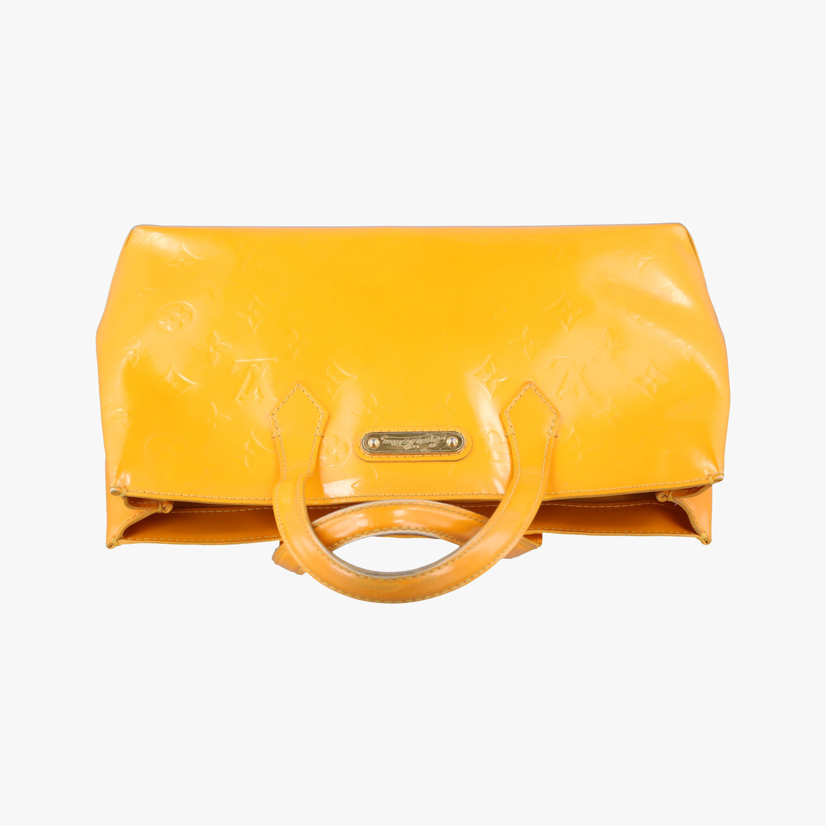 Pre-owned Louis Vuitton Wilshire PM Jaune Passion Vernis M91725 handbag | stylenewstar