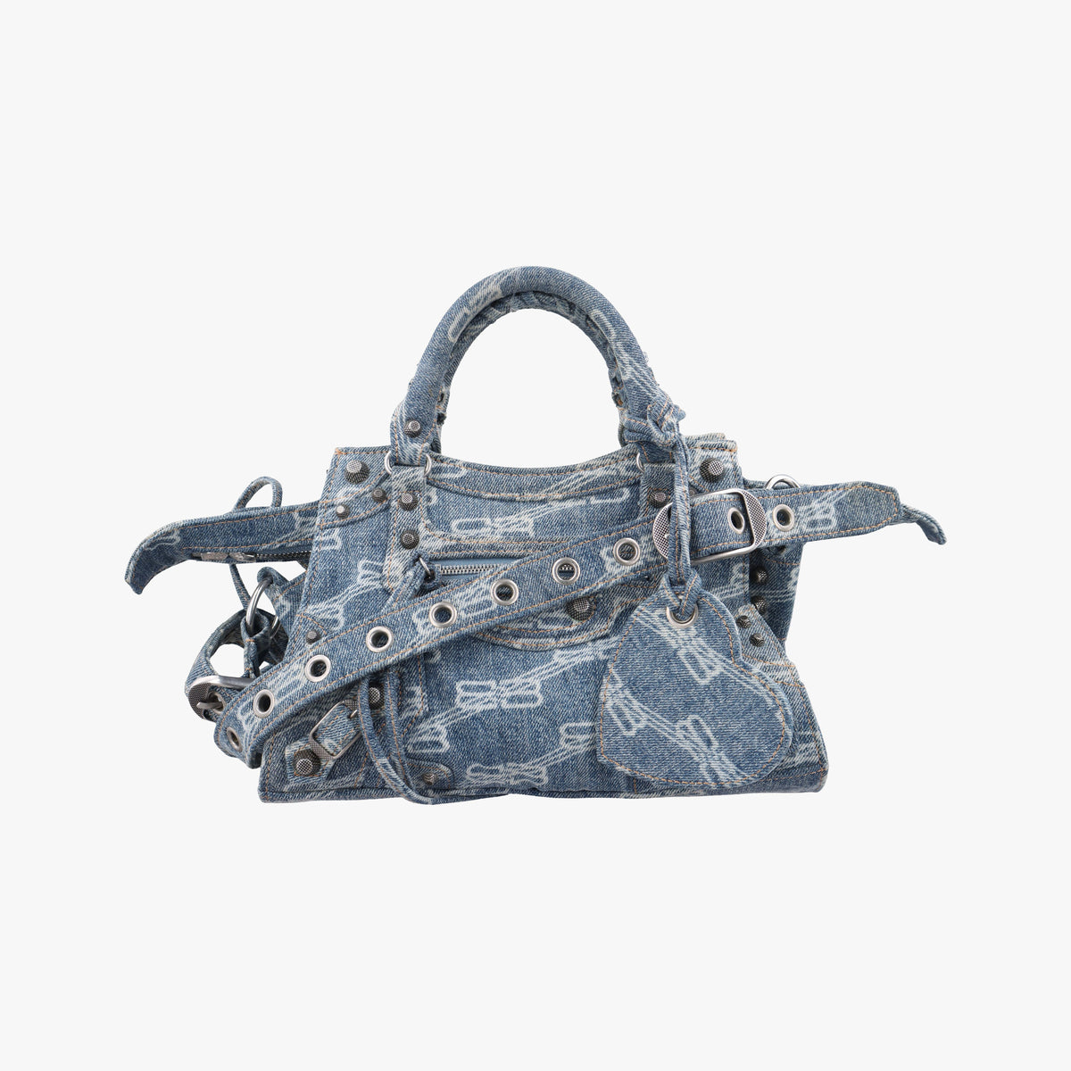 Pre-owned Balenciaga Neo Cagole Blue denim  shoulderbag | stylenewstar