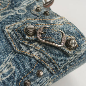 Pre-owned Balenciaga Neo Cagole Blue denim  shoulderbag | stylenewstar