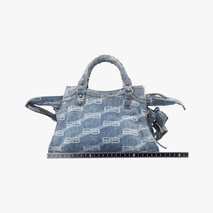 Pre-owned Balenciaga Neo Cagole Blue denim  shoulderbag | stylenewstar