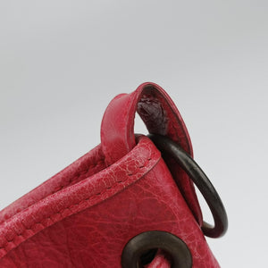 Pre-owned Balenciaga Electric Perforated Motorcycle City Red lambskin  shoulderbag | stylenewstar