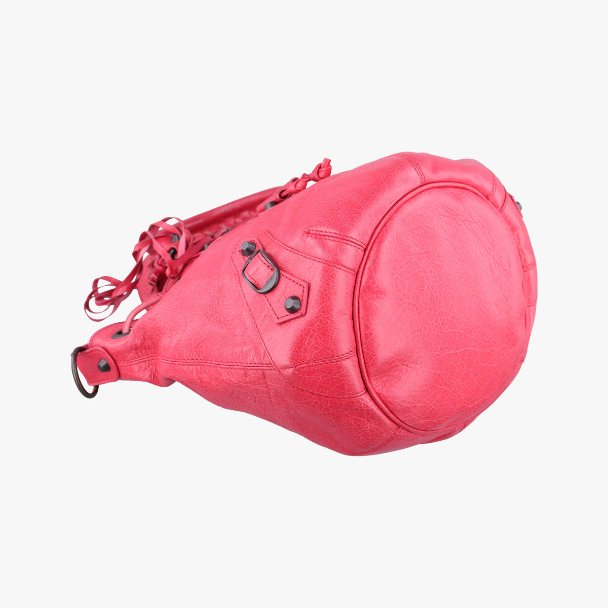 Pre-owned Balenciaga Electric Perforated Motorcycle City Red lambskin  shoulderbag | stylenewstar