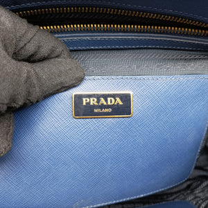 Pre-owned Prada Galleria Blue SAFFIANO Leather BN2274 shoulderbag | stylenewstar