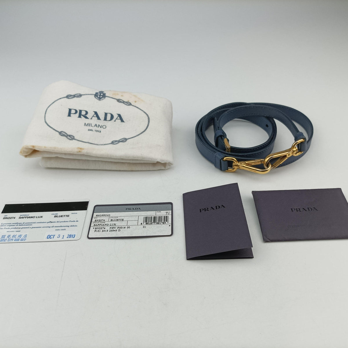 Pre-owned Prada Galleria Blue SAFFIANO Leather BN2274 shoulderbag | stylenewstar