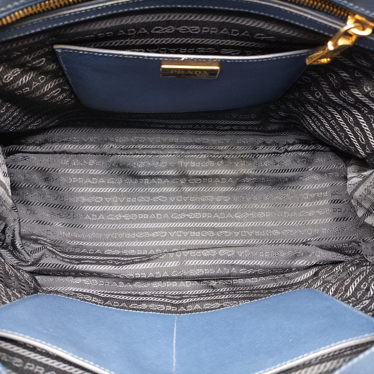 Pre-owned Prada Galleria Blue SAFFIANO Leather BN2274 shoulderbag | stylenewstar