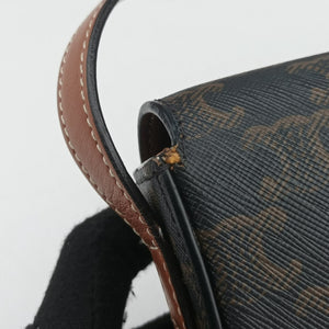 Pre-owned Celine Claude Triomphe Brown PVC coated canvas  shoulderbag | stylenewstar