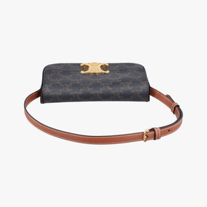 Pre-owned Celine Claude Triomphe Brown PVC coated canvas  shoulderbag | stylenewstar
