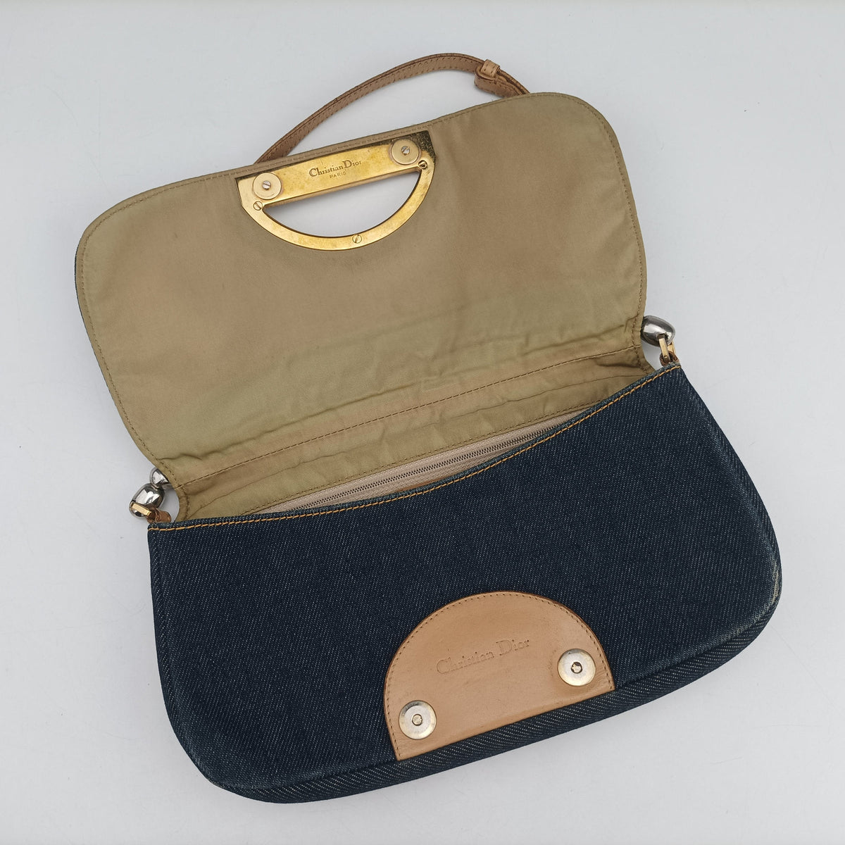 Pre-owned Christian Dior Marispearl Blue denim  shoulderbag | stylenewstar