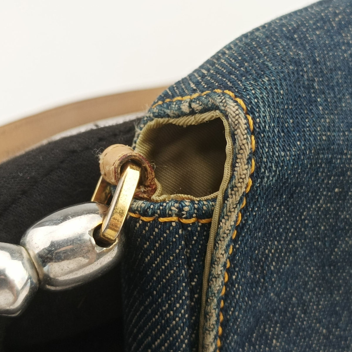 Pre-owned Christian Dior Marispearl Blue denim  shoulderbag | stylenewstar