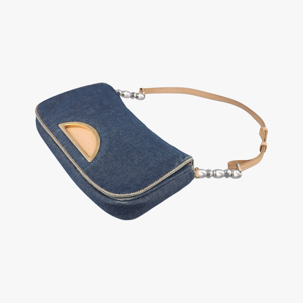 Pre-owned Christian Dior Marispearl Blue denim  shoulderbag | stylenewstar