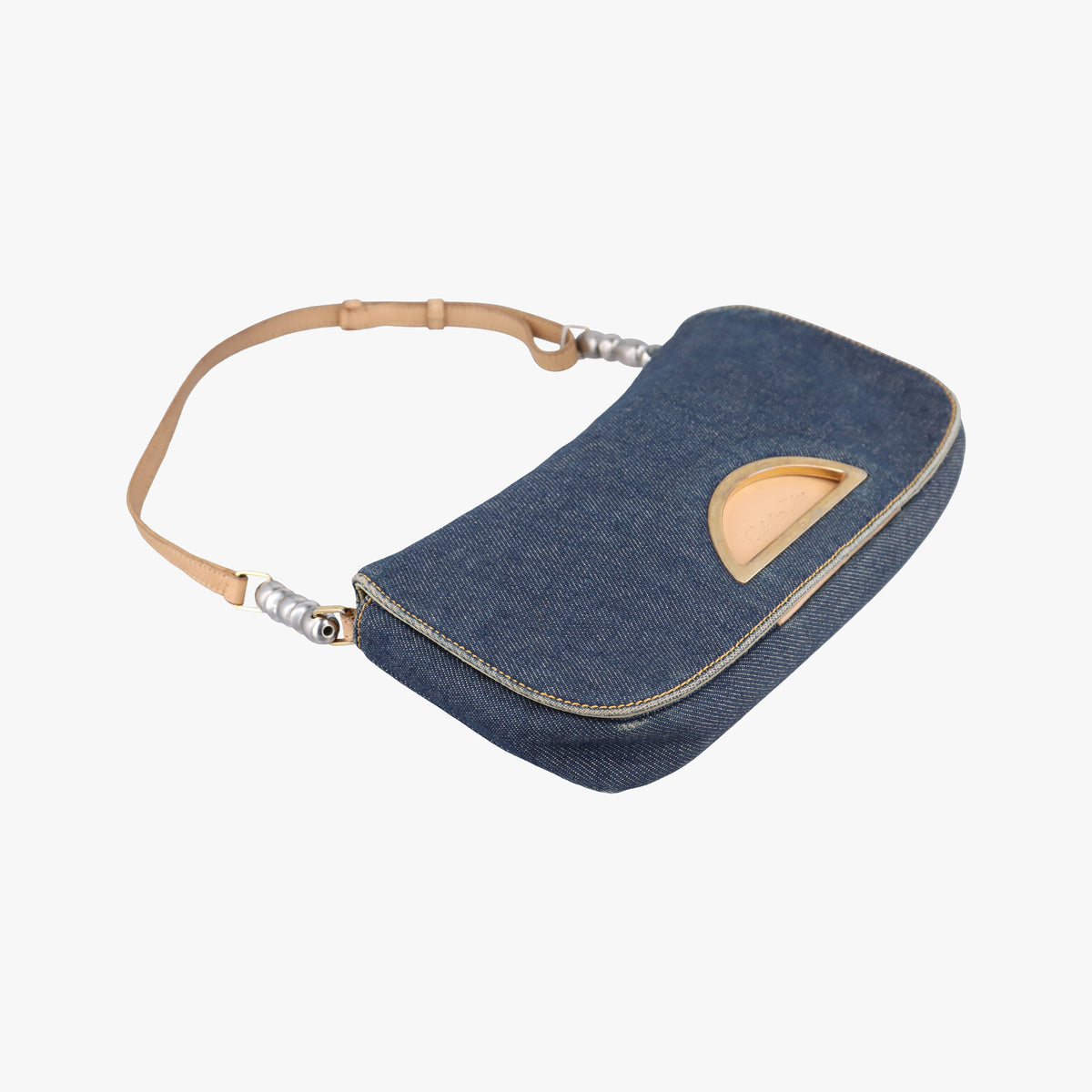 Pre-owned Christian Dior Marispearl Blue denim  shoulderbag | stylenewstar