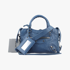 Pre-owned Balenciaga Classic City Mini Blue Lambskin  handbag | stylenewstar