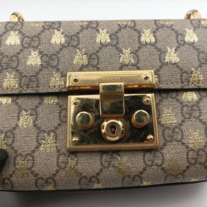 Pre-owned Gucci Padlock beige×black PVC coated canvas×Leather 409487 shoulderbag | stylenewstar