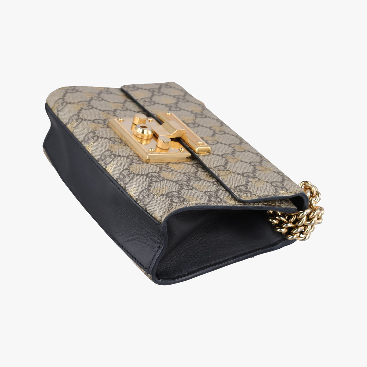 Pre-owned Gucci Padlock beige×black PVC coated canvas×Leather 409487 shoulderbag | stylenewstar