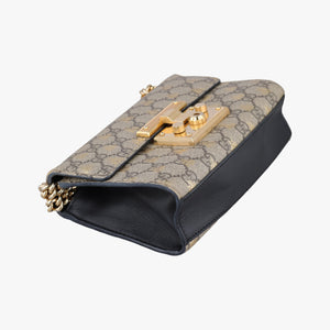 Pre-owned Gucci Padlock beige×black PVC coated canvas×Leather 409487 shoulderbag | stylenewstar