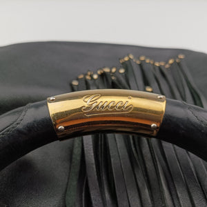 Pre-owned Gucci Bamboo Babouska Indy Hobo Black Leather 177139 shoulderbag | stylenewstar