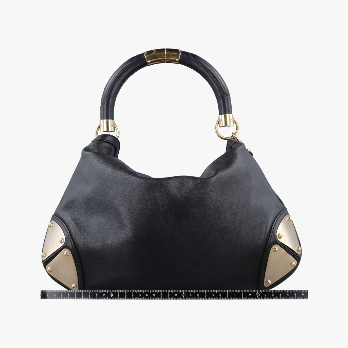 Pre-owned Gucci Bamboo Babouska Indy Hobo Black Leather 177139 shoulderbag | stylenewstar
