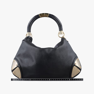 Pre-owned Gucci Bamboo Babouska Indy Hobo Black Leather 177139 shoulderbag | stylenewstar