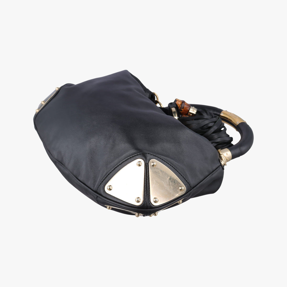 Pre-owned Gucci Bamboo Babouska Indy Hobo Black Leather 177139 shoulderbag | stylenewstar