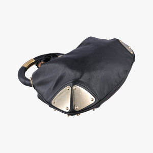 Pre-owned Gucci Bamboo Babouska Indy Hobo Black Leather 177139 shoulderbag | stylenewstar