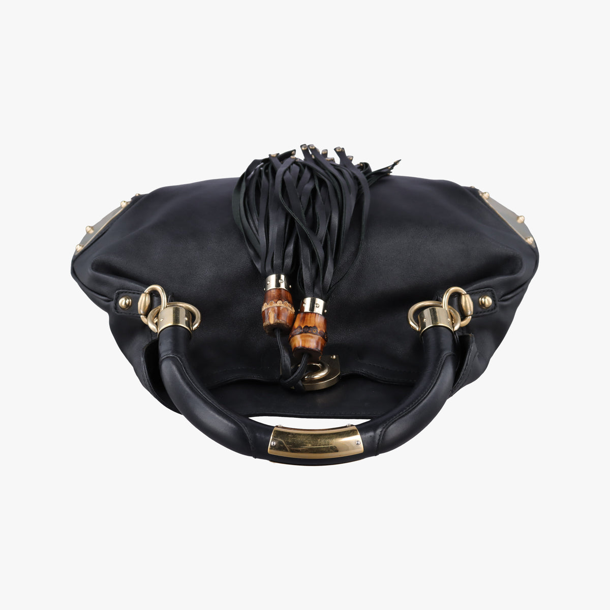 Pre-owned Gucci Bamboo Babouska Indy Hobo Black Leather 177139 shoulderbag | stylenewstar