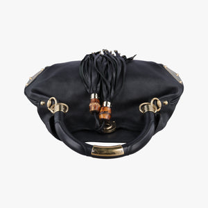 Pre-owned Gucci Bamboo Babouska Indy Hobo Black Leather 177139 shoulderbag | stylenewstar