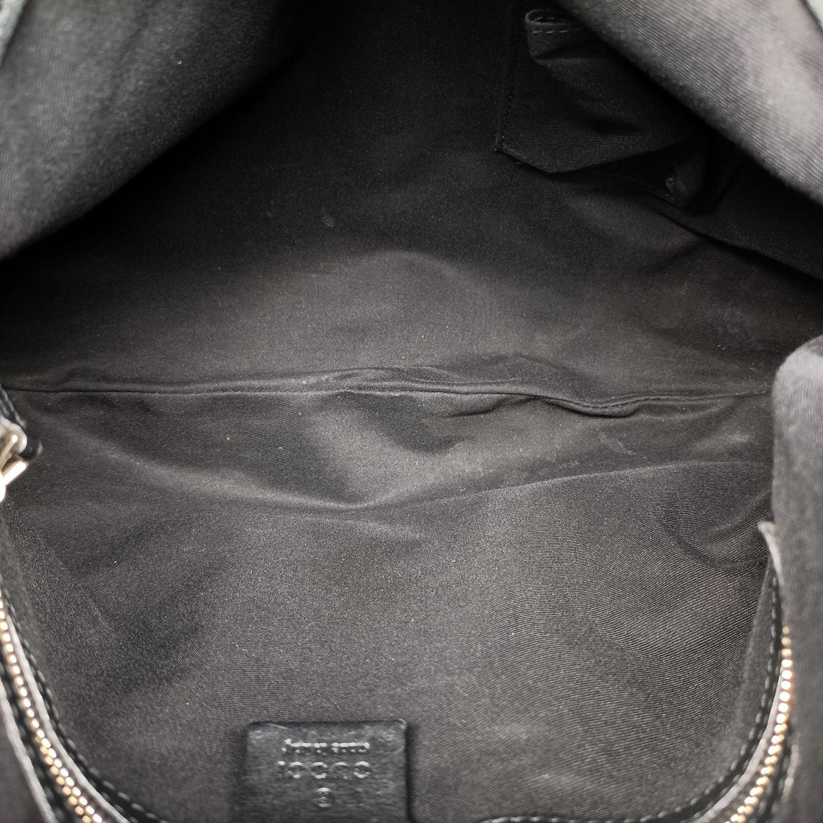 Pre-owned Gucci Bamboo Babouska Indy Hobo Black Leather 177139 shoulderbag | stylenewstar