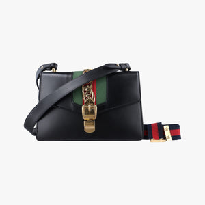 Pre-owned Gucci Sylvie Black Leather 421882 shoulderbag | stylenewstar