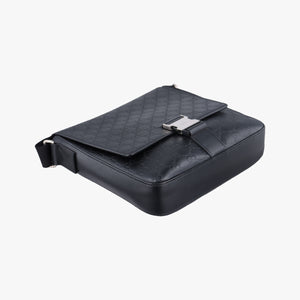 Pre-owned Gucci GG Plus GG Supreme Black Leather 406368 shoulderbag | stylenewstar