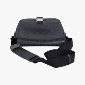 Pre-owned Gucci GG Plus GG Supreme Black Leather 406368 shoulderbag | stylenewstar