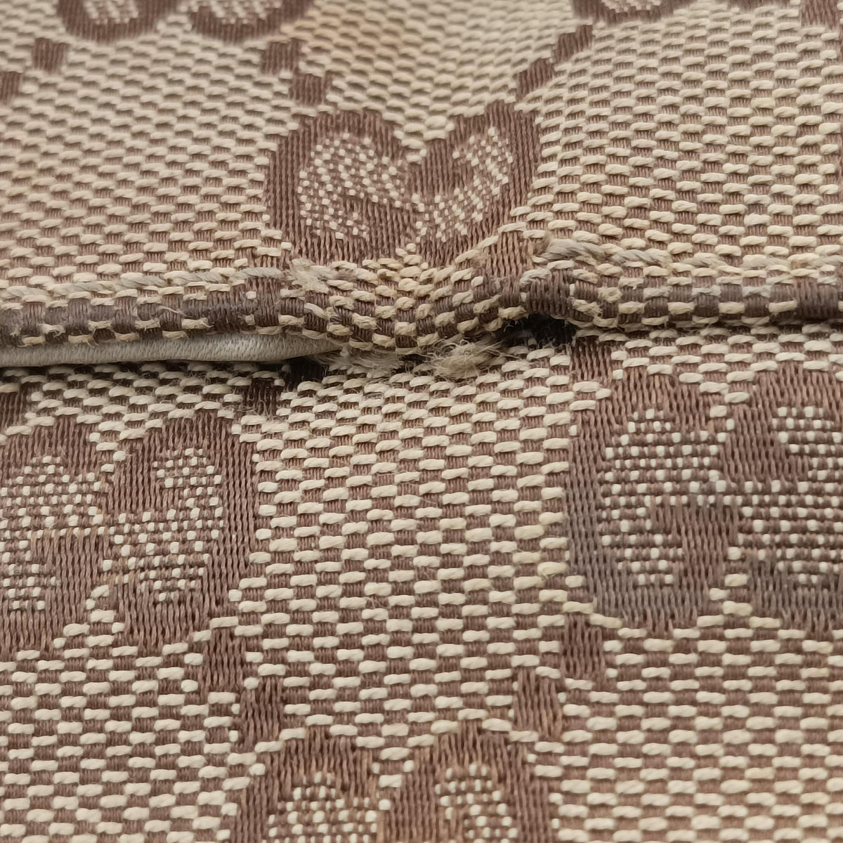 Pre-owned Gucci logo plate White×Beige Leather×Canvas 145993 handbag | stylenewstar