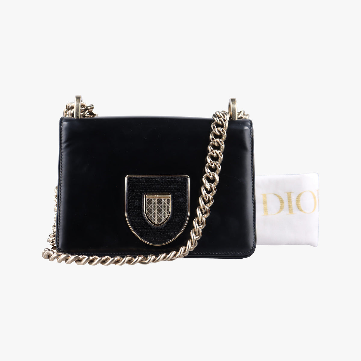 Pre-owned Christian Dior Diorama Black Leather  shoulderbag | stylenewstar