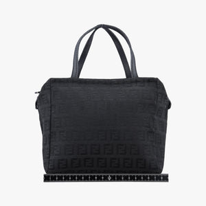 Pre-owned Fendi Zucchino Black Canvas x Leather  handbag | stylenewstar