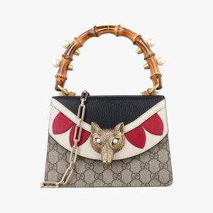 Secondhand Gucci Fox Brooch Bamboo Beige×Multicolour PVC coated canvas×Leather 466428 shoulderbag | stylenewstar